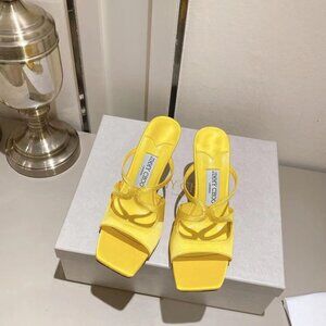 jimmychoo Paris window custom heeled flip-flops ultra-feminine